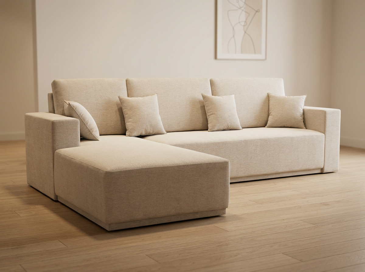Beige L-Shape Sectional