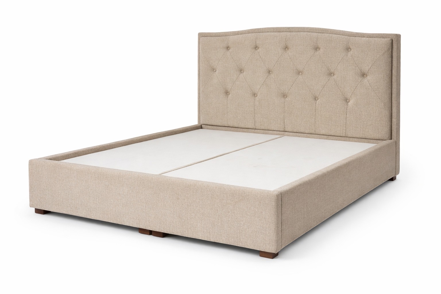 Beige Scalloped Bed Frame