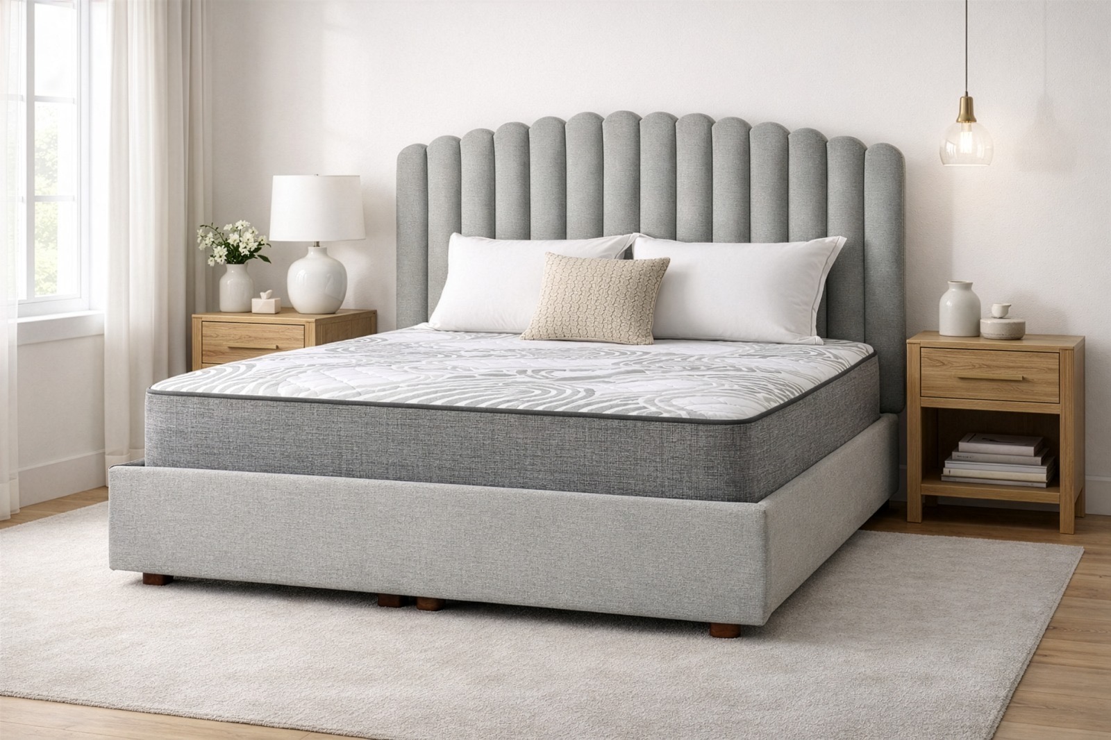 Channel-Tufted Grey Suite