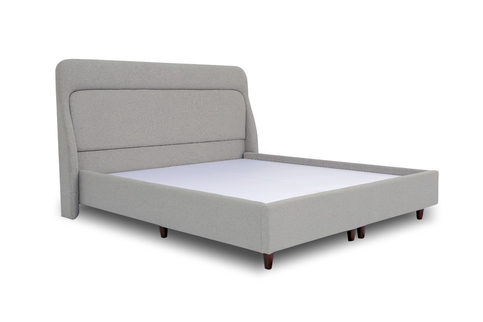Boucle Grey Platform Bed