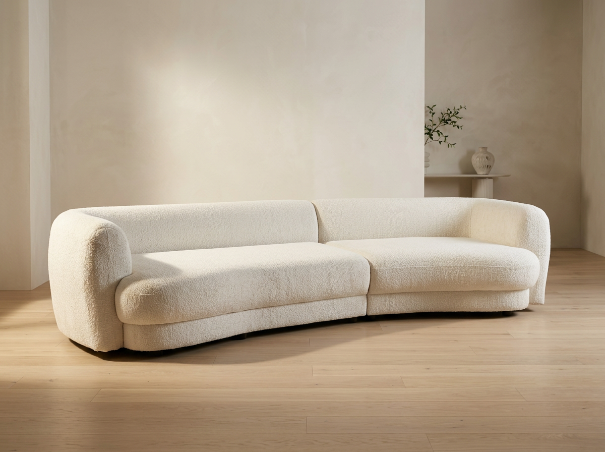 Curved Bouclé Sectional