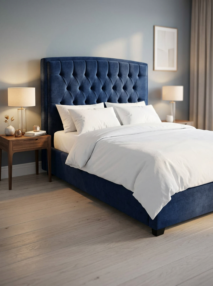 Navy Tufted Bed Frame