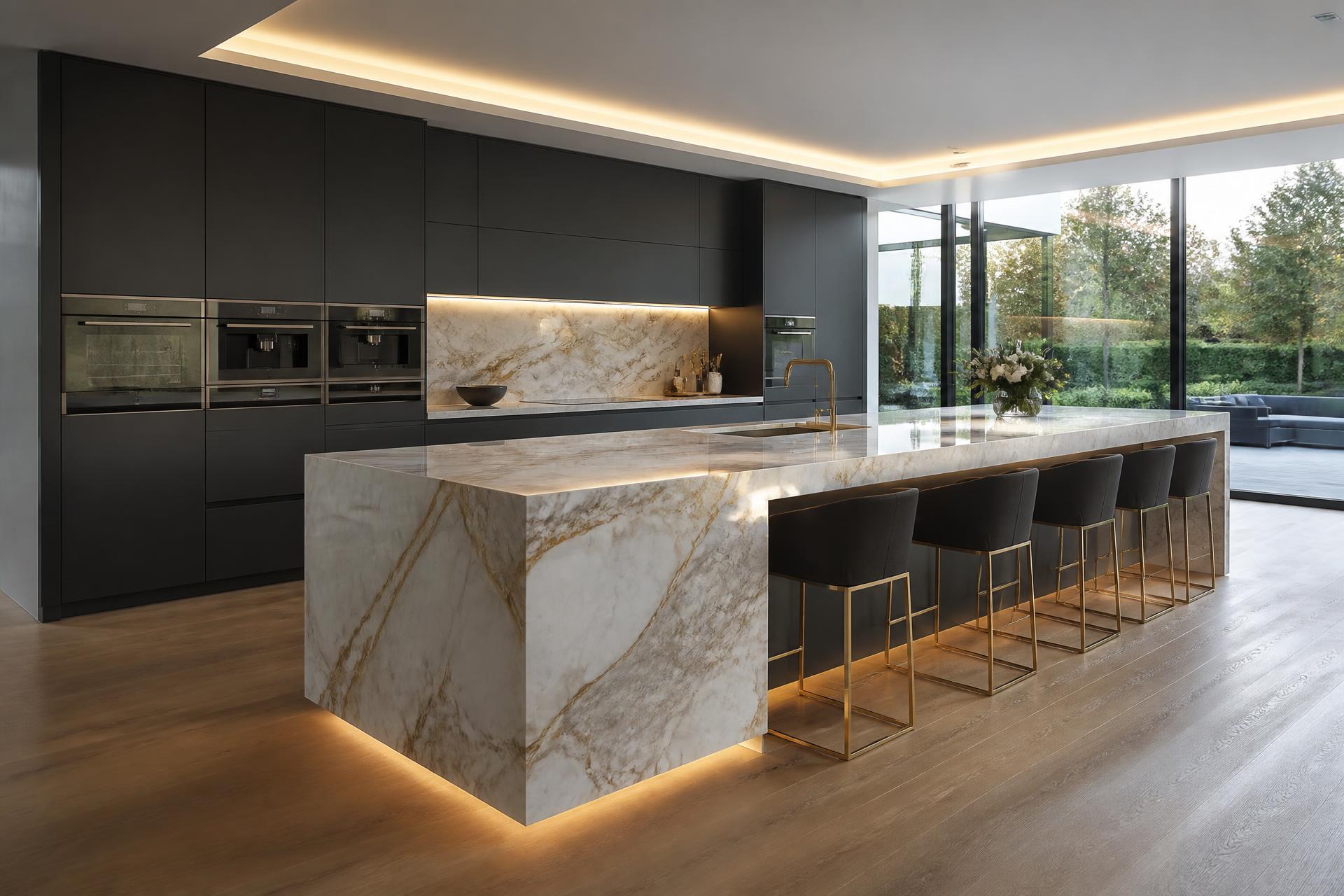 Modern Charcoal & Marble Island