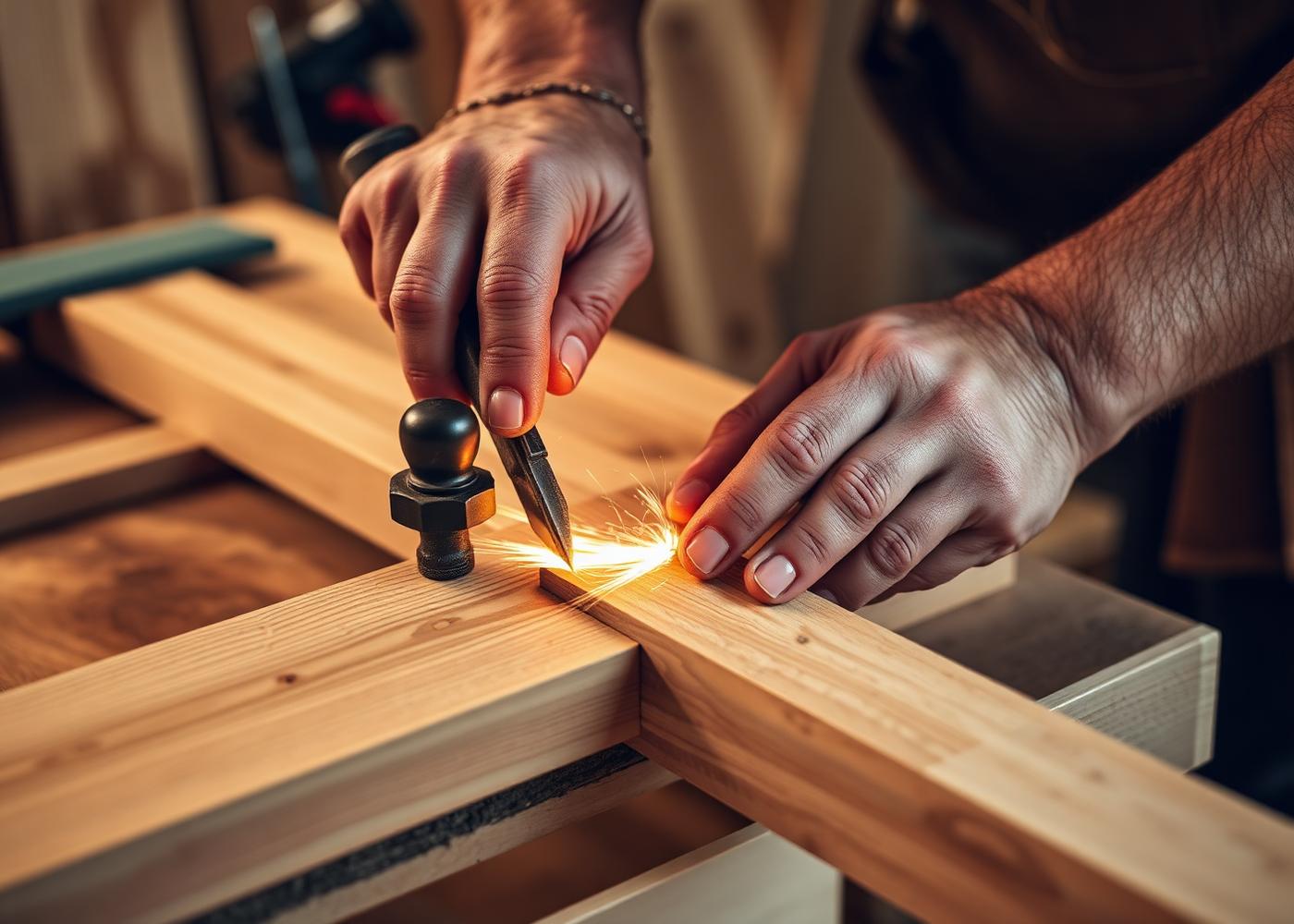 Skilled craftsman working on premium wood joinery
